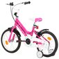 vidaXL bērnu velosipēds, 16 collas, melns ar rozā cena un informācija | Velosipēdi | 220.lv