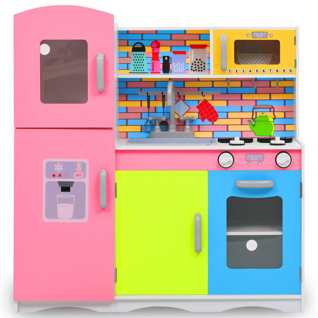 vidaXL bērnu rotaļu virtuve, MDF, 80x30x85 cm, krāsaina цена и информация | Rotaļlietas meitenēm | 220.lv