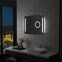 Настенное зеркало в ванную со светодиодной подсветкой, 80х60см цена и информация | Зеркальца | 220.lv