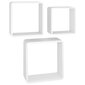 vidaXL kuba formas sienas plaukti, 3 gab., balti, MDF cena un informācija | Plaukti | 220.lv