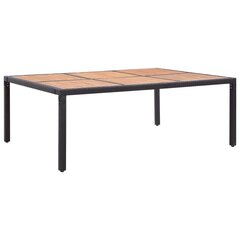 vidaXL dārza galds, 200x150x74 cm, melna PE rotangpalma, akācijas koks cena un informācija | Dārza galdi | 220.lv