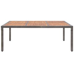 vidaXL dārza galds, 200x150x74 cm, pelēka PE rotangpalma, akācija cena un informācija | Dārza galdi | 220.lv