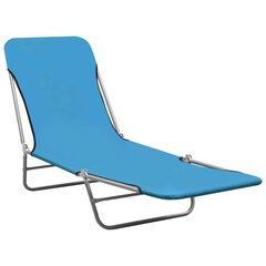 vidaXL saliekami sauļošanās zviļņi, 2 gab., tērauds, zils audums cena un informācija | Sauļošanās krēsli | 220.lv