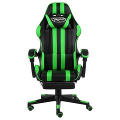 vidaXL biroja krēsls ar kāju balstu, melna un zaļa mākslīgā āda цена и информация | Офисные кресла | 220.lv