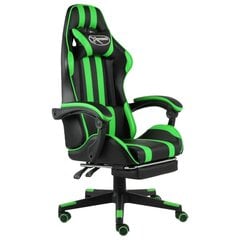 vidaXL biroja krēsls ar kāju balstu, melna un zaļa mākslīgā āda цена и информация | Офисные кресла | 220.lv