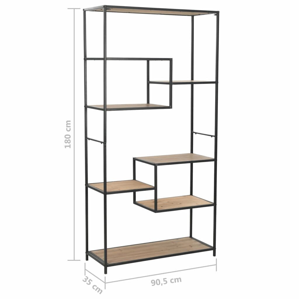 vidaXL grāmatu skapis, 90,5x35x180 cm, egles koks, tērauds cena un informācija | Plaukti | 220.lv