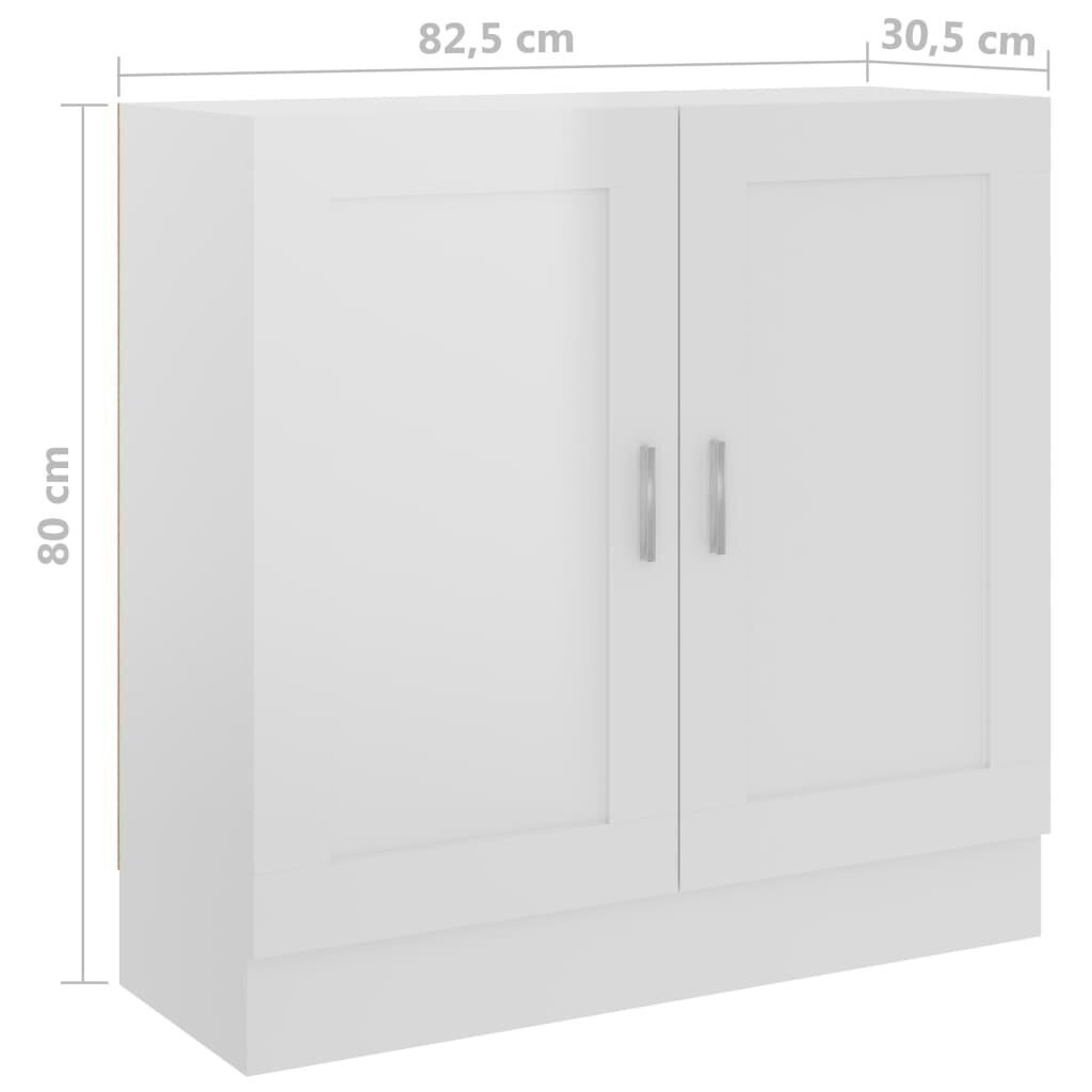 vidaXL grāmatu skapis, spīdīgi balts, 82,5x30,5x80 cm, skaidu plāksne cena un informācija | Plaukti | 220.lv