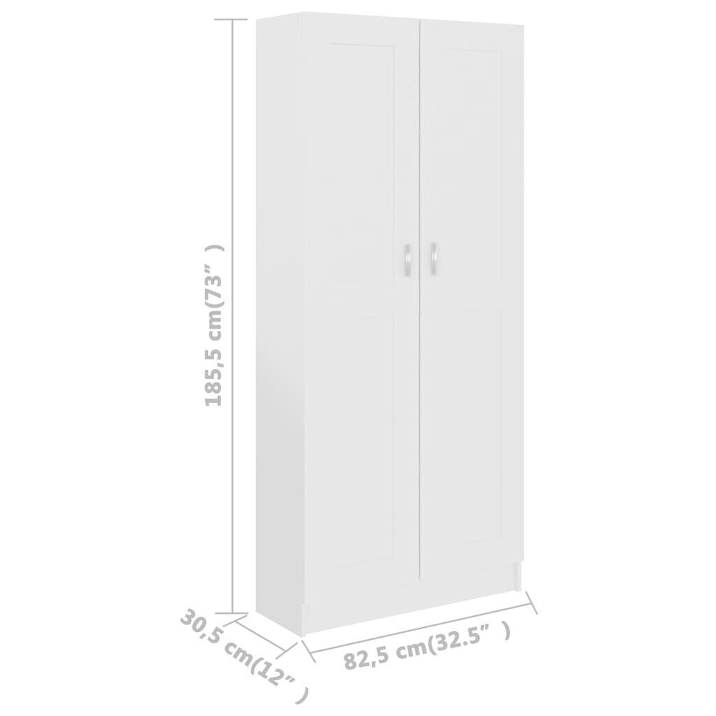 vidaXL grāmatu skapis, balts, 82,5x30,5x185,5 cm, skaidu plāksne cena un informācija | Plaukti | 220.lv