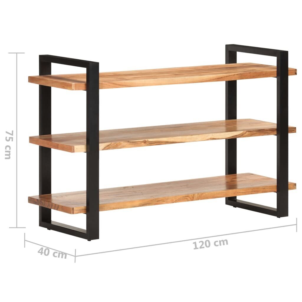 vidaXL 3-līmeņu plaukts, 120x40x75 cm, akācijas masīvkoks cena un informācija | Plaukti | 220.lv