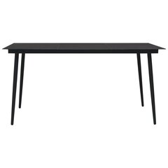 vidaXL dārza galds, melns,150x80x74 cm, tērauds un stikls cena un informācija | Dārza galdi | 220.lv