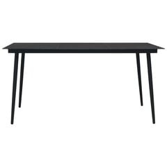 vidaXL dārza galds, melns, 190x90x74 cm, tērauds un stikls cena un informācija | Dārza galdi | 220.lv