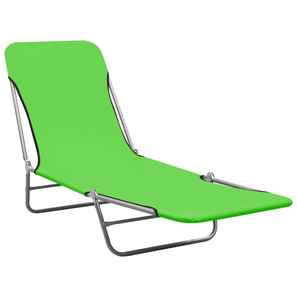 vidaXL saliekami sauļošanās zviļņi, 2 gab., tērauds, zaļš audums cena un informācija | Sauļošanās krēsli | 220.lv
