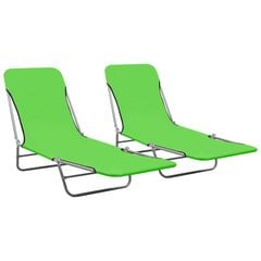 vidaXL saliekami sauļošanās zviļņi, 2 gab., tērauds, zaļš audums cena un informācija | Sauļošanās krēsli | 220.lv