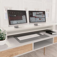 vidaXL monitora paliktnis, 100x24x13 cm, skaidu plāksne, balts cena un informācija | Datorgaldi, rakstāmgaldi, biroja galdi | 220.lv