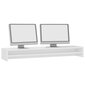 vidaXL monitora paliktnis, 100x24x13 cm, skaidu plāksne, spīdīgi balts cena un informācija | TV galdiņi | 220.lv