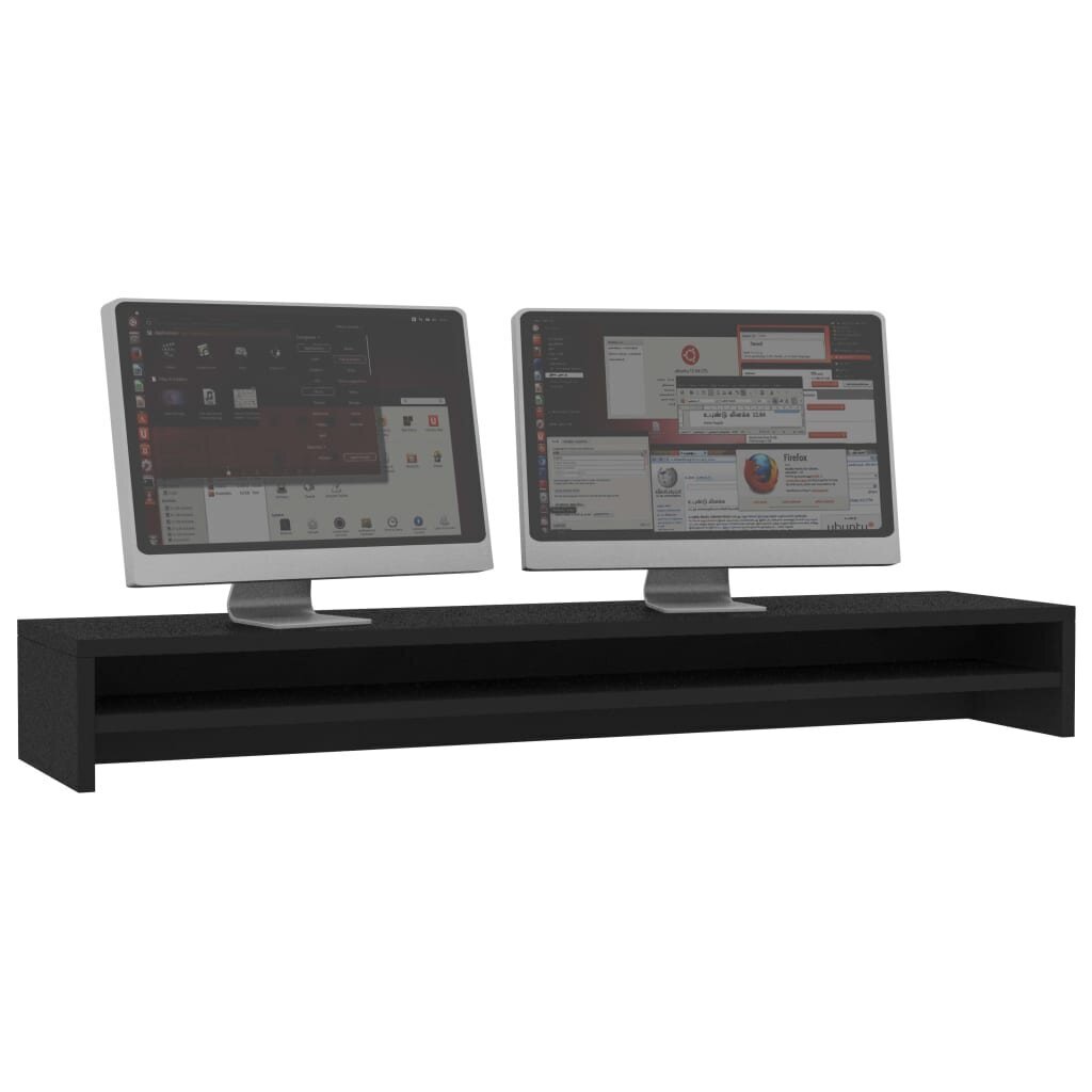 vidaXL monitora paliktnis, 100x24x13 cm, skaidu plāksne, melns cena un informācija | Datorgaldi, rakstāmgaldi, biroja galdi | 220.lv