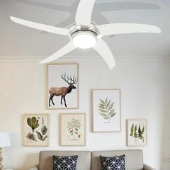 vidaXL griestu ventilators ar lampu, 128 cm, dekoratīvs, balts cena un informācija | Ventilatori | 220.lv