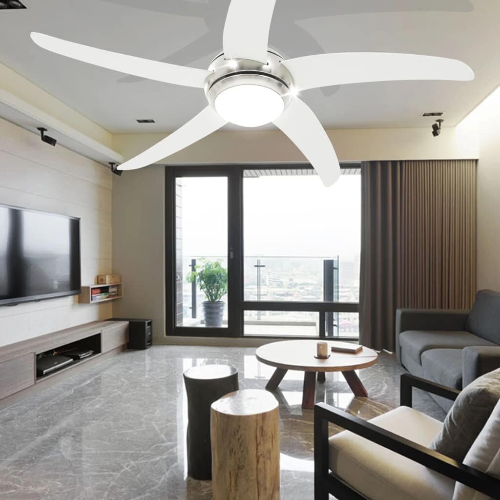 vidaXL griestu ventilators ar lampu, 128 cm, dekoratīvs, balts cena un informācija | Ventilatori | 220.lv