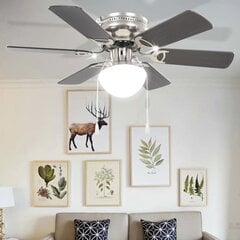 vidaXL griestu ventilators ar lampu, 82 cm, dekoratīvs, tumši brūns cena un informācija | Ventilatori | 220.lv