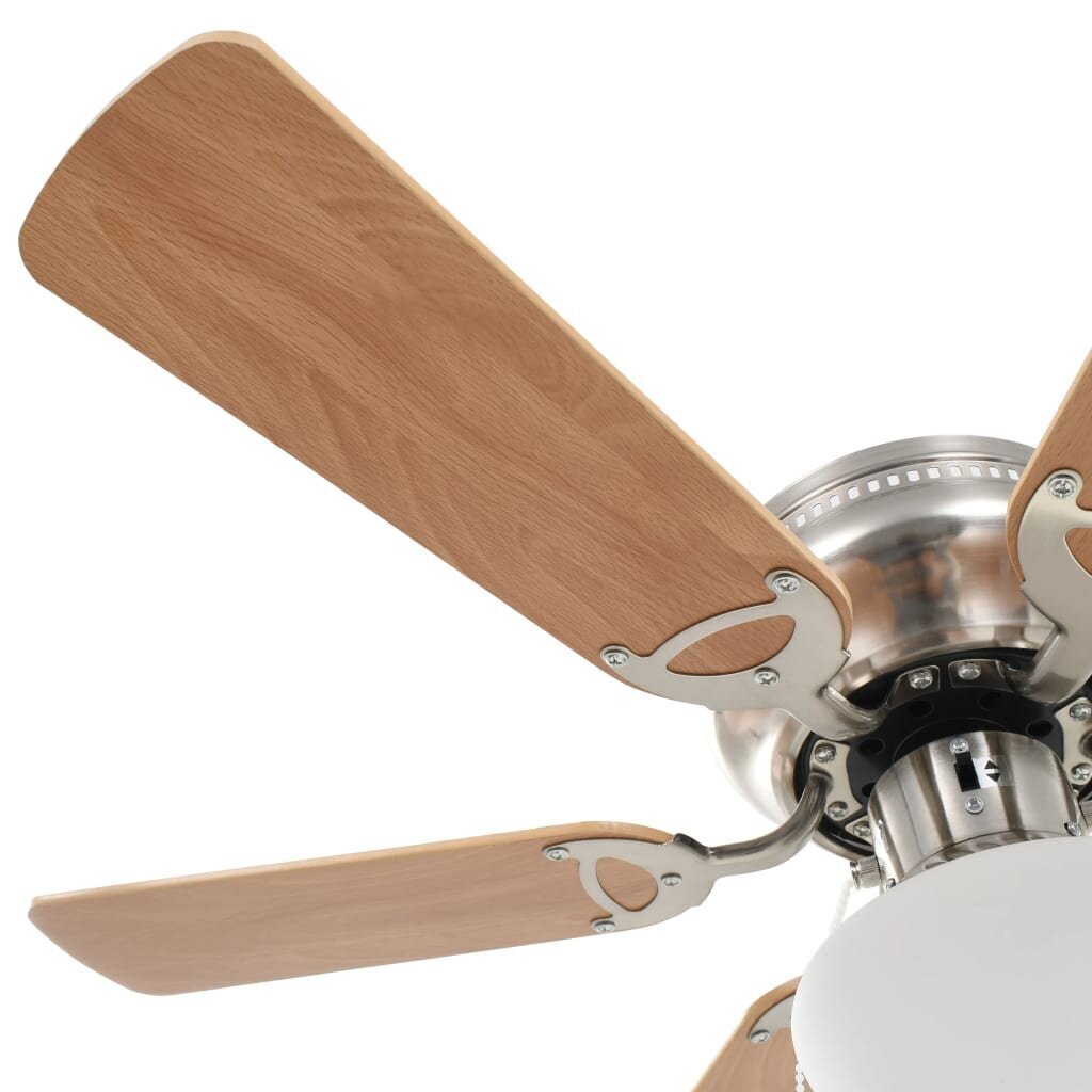 vidaXL griestu ventilators ar lampu, 82 cm, dekoratīvs, gaiši brūns cena un informācija | Ventilatori | 220.lv