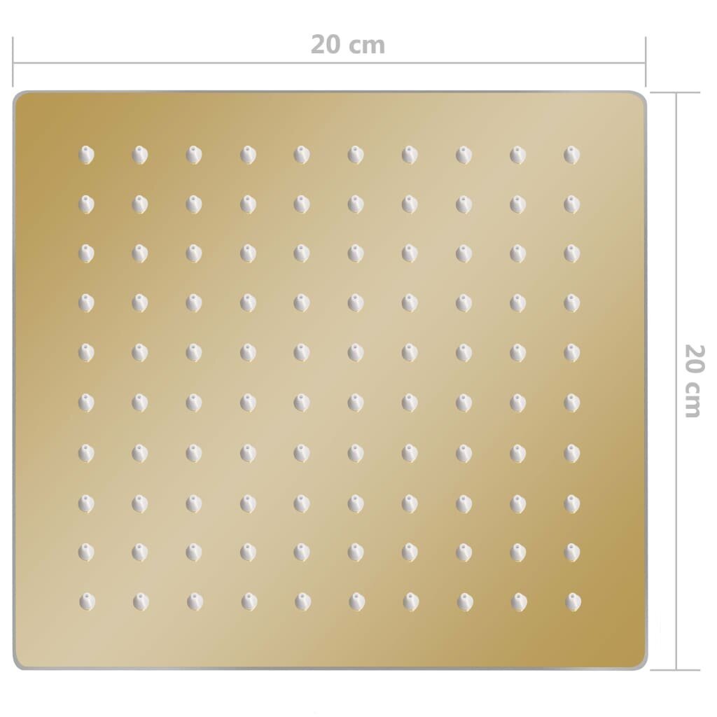 vidaXL lietus dušas galva, 20x20 cm, kvadrāta, tērauds, zelta krāsā cena un informācija | Aksesuāri jaucējkrāniem un dušai | 220.lv