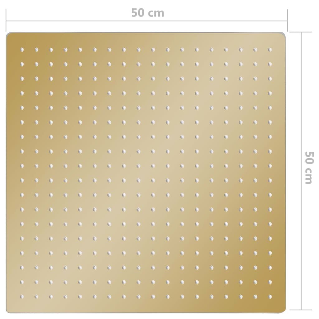 vidaXL lietus dušas galva, 50x50 cm, kvadrāta, tērauds, zelta krāsā cena un informācija | Aksesuāri jaucējkrāniem un dušai | 220.lv