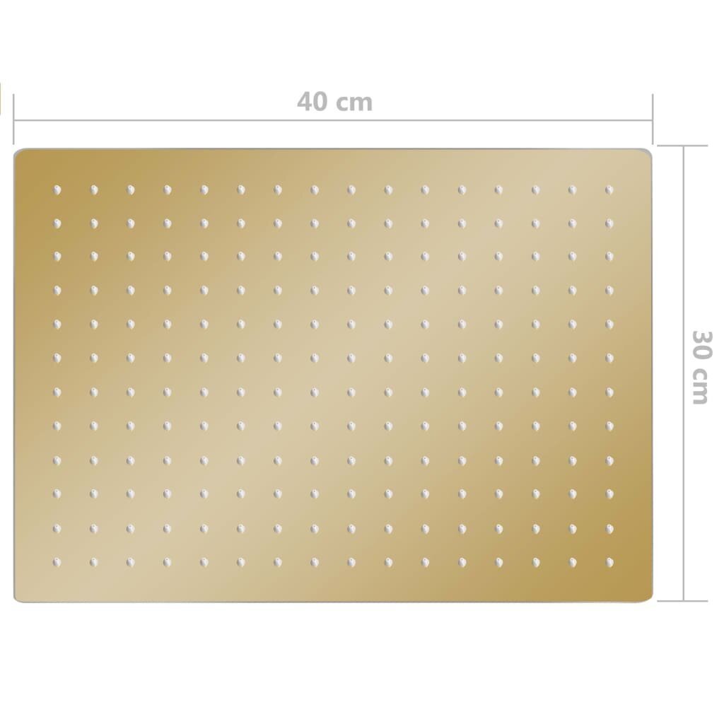 vidaXL lietus dušas galva, 40x30 cm, taisnstūra, tērauds, zelta krāsā cena un informācija | Aksesuāri jaucējkrāniem un dušai | 220.lv