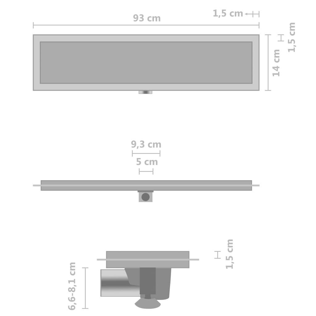 vidaXL dušas noteka ar pārsegu, 93x14 cm, nerūsējošs tērauds цена и информация | Sifoni | 220.lv