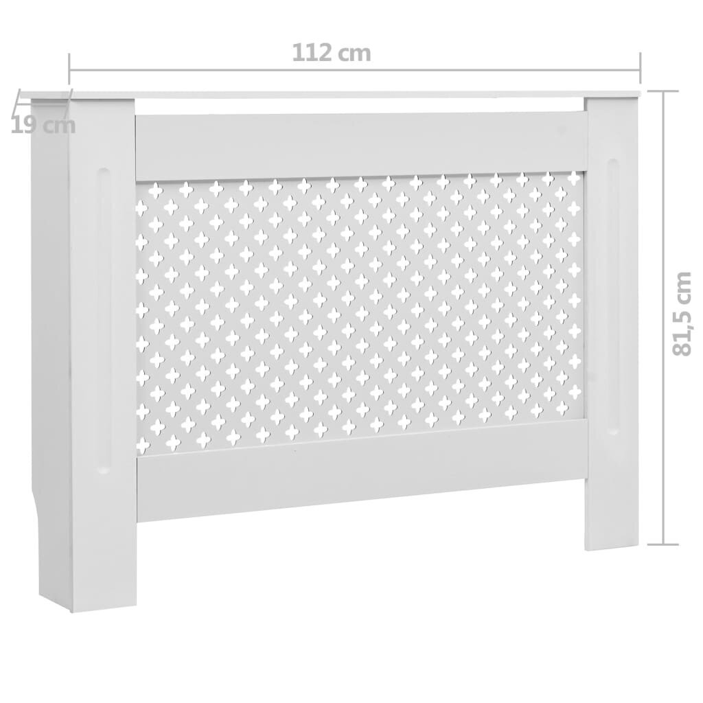 vidaXL radiatora pārsegs, balts, 112x19x81,5 cm, MDF cena un informācija | Kamīnu un krāšņu aksesuāri | 220.lv