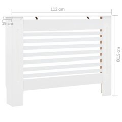 vidaXL radiatora pārsegs, balts, 112x19x81,5 cm, MDF цена и информация | Принадлежности для отопительного оборудования | 220.lv
