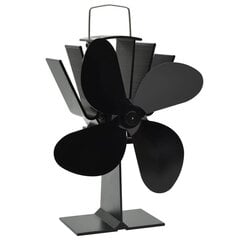 vidaXL karstuma izplūdes ventilators, 4 lāpstiņas, melns cena un informācija | Kamīnu un krāšņu aksesuāri | 220.lv