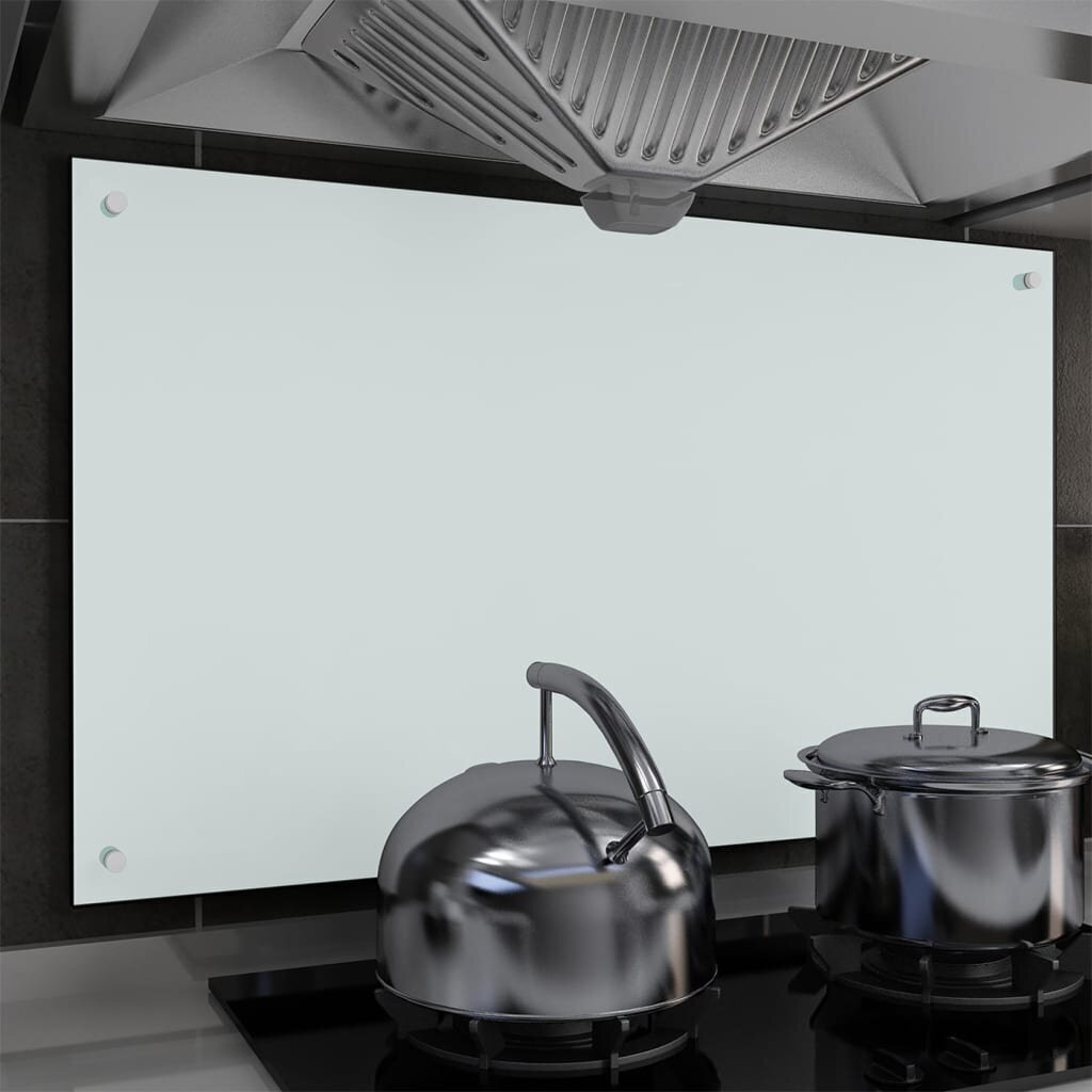 vidaXL virtuves sienas panelis, 100x60 cm, rūdīts stikls, balts cena un informācija | Virtuves furnitūra | 220.lv