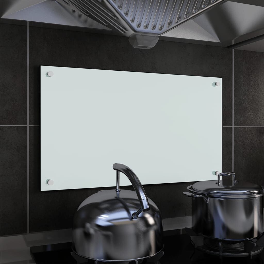 vidaXL virtuves sienas panelis, 70x40 cm, rūdīts stikls, balts cena un informācija | Virtuves furnitūra | 220.lv