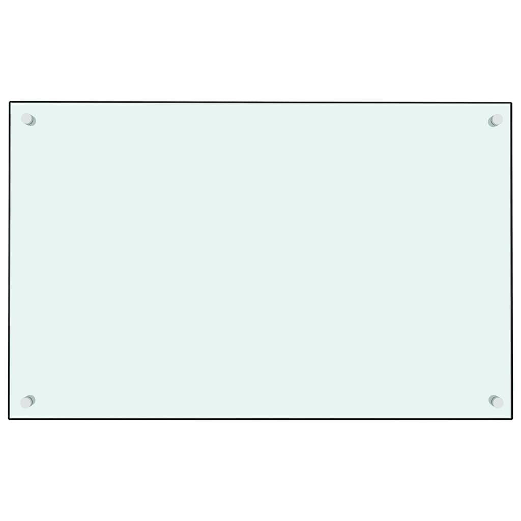 vidaXL virtuves sienas panelis, 80x50 cm, rūdīts stikls, balts cena un informācija | Virtuves furnitūra | 220.lv