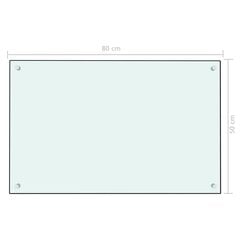 vidaXL virtuves sienas panelis, 80x50 cm, rūdīts stikls, balts цена и информация | Комплектующие для кухонной мебели | 220.lv