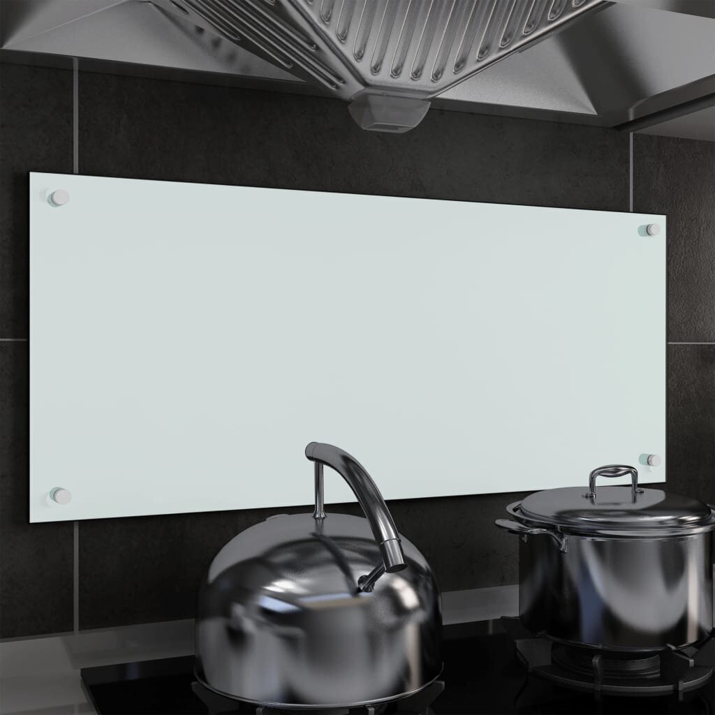 vidaXL virtuves sienas panelis, 90x40 cm, rūdīts stikls, balts cena un informācija | Virtuves furnitūra | 220.lv