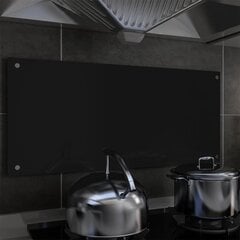 vidaXL virtuves sienas panelis, 90x40 cm, rūdīts stikls, melns цена и информация | Комплектующие для кухонной мебели | 220.lv