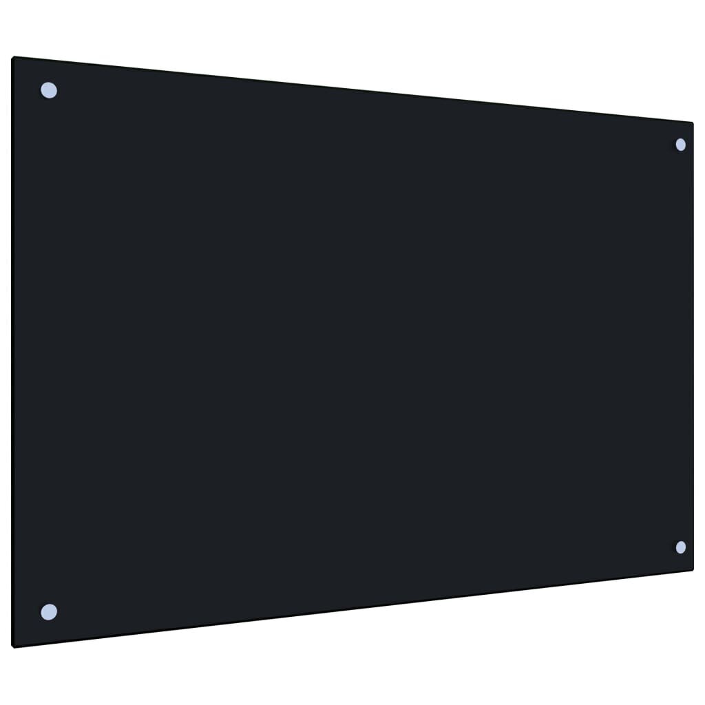 vidaXL virtuves sienas panelis, 90x60 cm, rūdīts stikls, melns цена и информация | Virtuves furnitūra | 220.lv