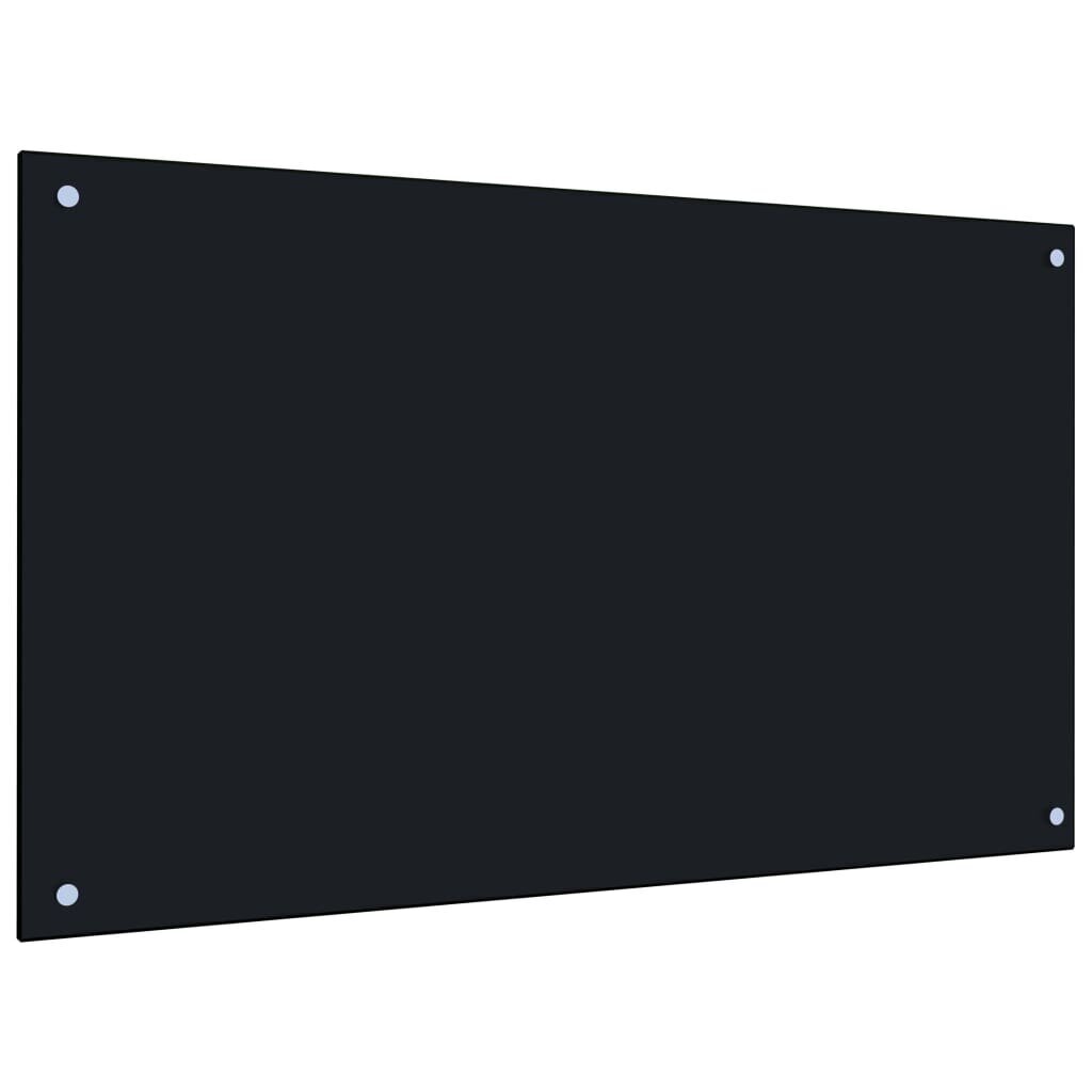 vidaXL virtuves sienas panelis, 100x60 cm, rūdīts stikls, melns cena un informācija | Virtuves furnitūra | 220.lv