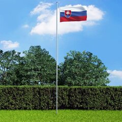 vidaXL Slovākijas karogs un karoga masts, alumīnijs, 6,2 m cena un informācija | Karogi un aksesuāri | 220.lv