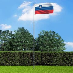 vidaXL Slovēnijas karogs un karoga masts, alumīnijs, 6 m cena un informācija | Karogi un aksesuāri | 220.lv