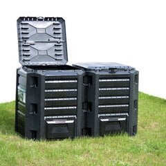 vidaXL dārza komposta tvertne, melna, 380 L цена и информация | Уличные контейнеры, контейнеры для компоста | 220.lv