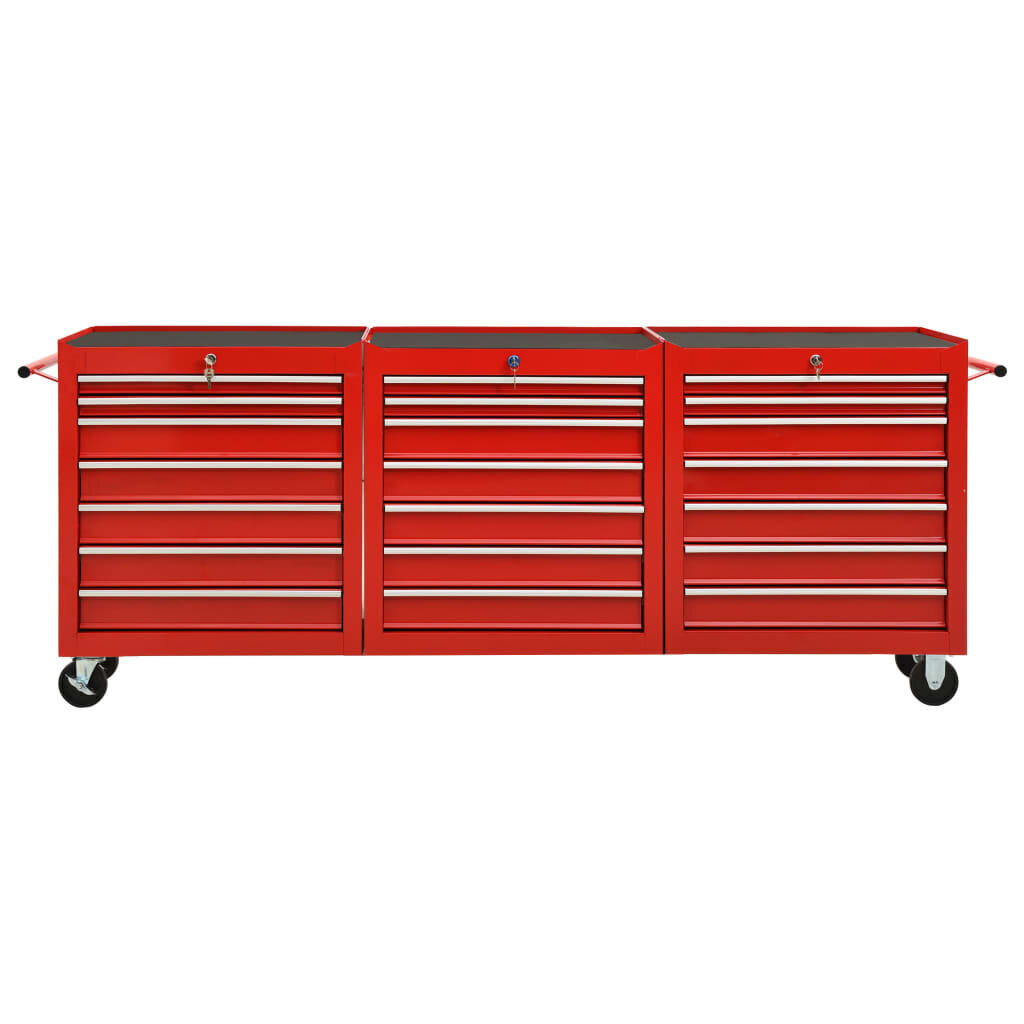 vidaXL instrumentu ratiņi ar 21 atvilktni, sarkans tērauds cena un informācija | Instrumentu kastes | 220.lv