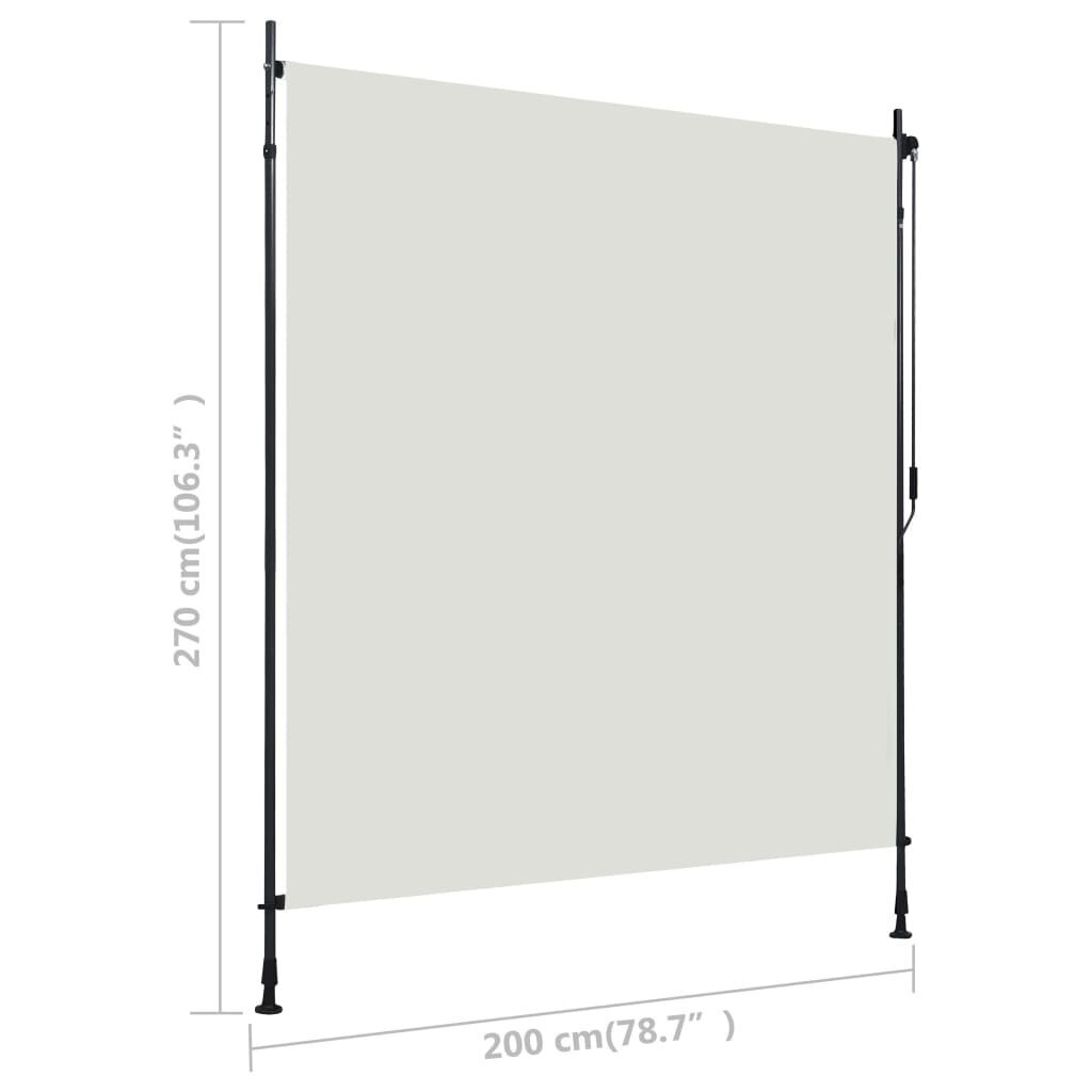 vidaXL āra ruļļu žalūzija, 200x270 cm, krēmkrāsas цена и информация | Rullo žalūzijas | 220.lv