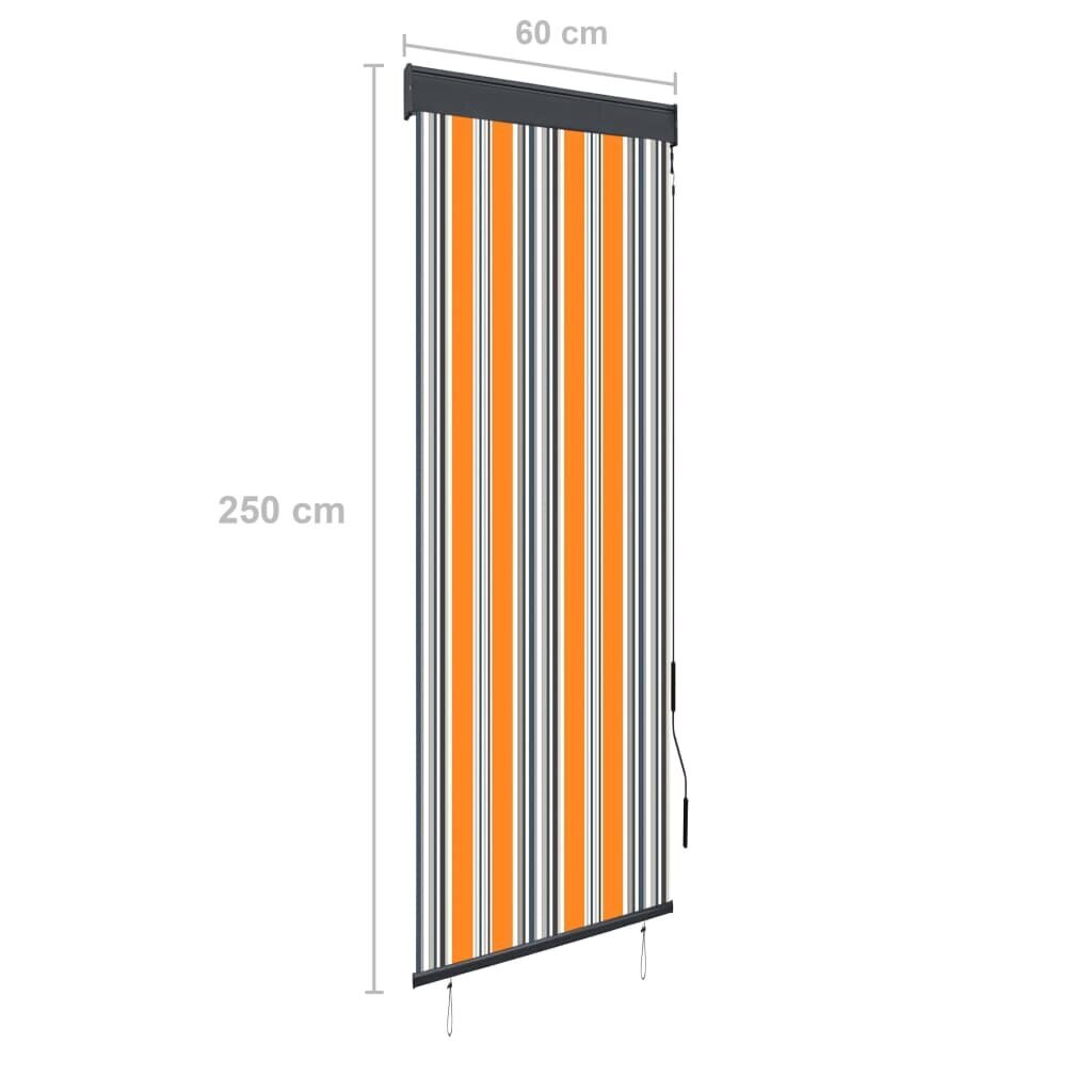 vidaXL āra ruļļu žalūzija, 60x250 cm, dzeltena un zila cena un informācija | Rullo žalūzijas | 220.lv