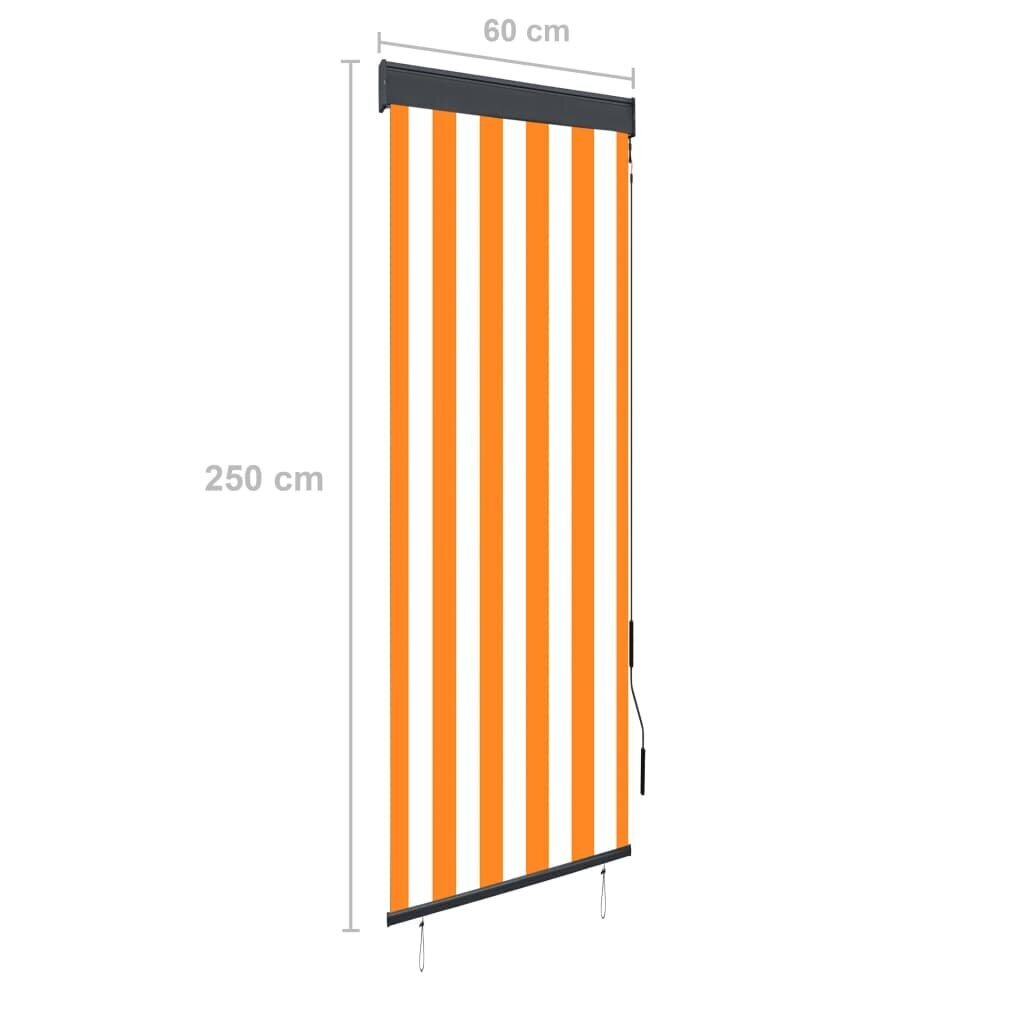 vidaXL āra ruļļu žalūzija, 60x250 cm, balta un oranža cena un informācija | Rullo žalūzijas | 220.lv