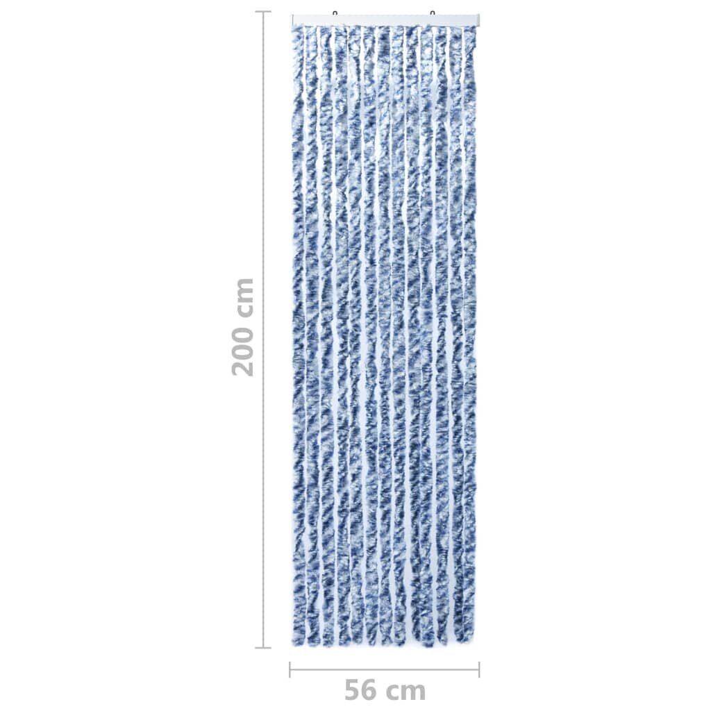 vidaXL kukaiņu aizkars, zils un balts, 56x200 cm, šenils cena un informācija | Moskītu tīkli | 220.lv