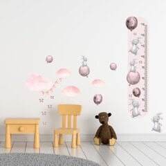 Interjera uzlīme Augstuma mērītājs Zaķi un rozā baloni cena un informācija | Dekoratīvās uzlīmes | 220.lv