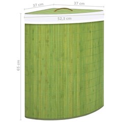 vidaXL stūra veļas grozs, zaļš bambuss, 60 L cena un informācija | Vannas istabas aksesuāri | 220.lv