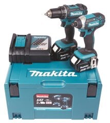 Набор инструментов: аккумуляторная дрель Makita DLX2127MJ и аккумуляторная ударная отвертка (DDF482+DTD152); 18 V; 2x4,0 Ah  Li-ion  цена и информация | Шуруповерты, дрели | 220.lv